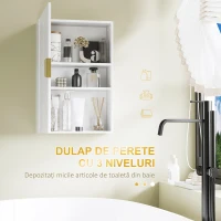 kleankin Dulap pentru Baie Suspendat cu Rafturi Ajustabile, 40x15x60 cm, Alb(m-4)