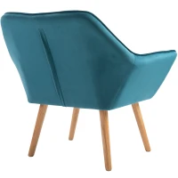 HOMCOM Sessel Wohnzimmer Ohrensessel Loungesessel Relaxsessel mit Gummiholzbeine, Lesesessel mit Samtoptik, Polstersessel für Schlafzimmer, skandinavisch, Hellblau(m-13)