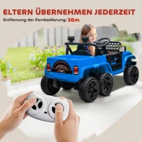 AIYAPLAY 12V Elektrisches Kinderauto, mit Anhänger, LED-Lichtern, Musik und Hupe, für Kinder im Alter von 3-8 Jahren, Hellblau(m-6)