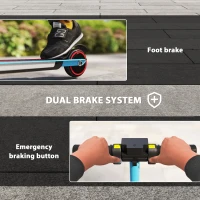 SPORTNOW Folding Electric Scooter for Kids, with Dual Brakes, Front Suspension, LED Colourful Lights, Blue(m-5)