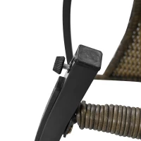 Ensemble de balcon en rotin 3 pièces avec 2 fauteuils à bascule, table en verre trempé, Gris(m-9)