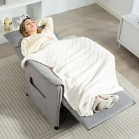 HOMCOM Sillón Reclinable con Motor sin Escobillas Reposapiés Tapizado Resistente y Bolsillos Laterales 80x83x104 cm Gris(m-8)