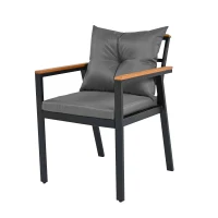 Ensemble de table et chaises d'extérieur, avec 2 chaises, 2 tabourets, 1 canapé deux places, 1 table et 1 chariot de service polyvalent, Noir+Gris(m-11)