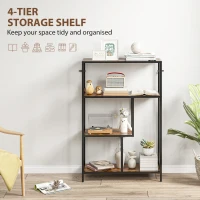 HOMCOM 4-Tier Bookshelf with Open Shelves - Rustic Brown(m-4)