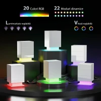 Homcom Noptiera cu LED RGB – 3 Sertare & Telecomanda, 40×35×60 cm(m-4)