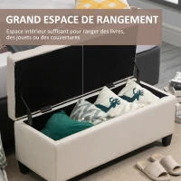 HOMCOM Banc de rangement pouf salon bout de lit coffre de rangement pour salon, chambre, entrée, 100 x 40 x 44 cm, blanc(m-4)