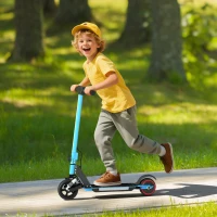 SPORTNOW Folding Electric Scooter for Kids, with Dual Brakes, Front Suspension, LED Colourful Lights, Blue(m-2)