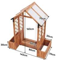 Macetero con enrejado y columpio para jardín, patio, terraza, para plantas trepadoras, 142x70x163 cm, Marrón(m-3)