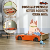 PawHut Cușcă pentru Pisici Zgârietoare în Formă de Mașină din Carton Ondulat Roșu(m-4)