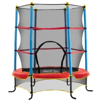HOMCOM Kids Trampoline, with Safety Net, for Ages 3-10 Years(m-1)