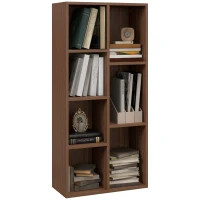 HOMCOM Mobile Libreria a Cubi in Legno con 7 Ripiani di Diverse Dimensioni, 50x24x106 cm, color Noce(m-1)