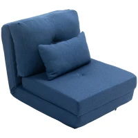 HOMCOM Chauffeuse canapé-lit convertible fauteuil 1 place avec 1 coussin avec dossier réglable, bleu foncé(m-11)