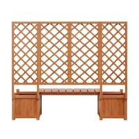 Pflanzkübel mit Spalier und Sitz für Garten, Hof, Terrasse, für Kletterpflanzen, 169 x 42 x 145 cm, Braun(m-15)