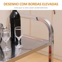 HOMCOM Carrinho de Cozinha Polivalente Carrinho de Apoio com Rodinhas, Prateleiras Ilha de Cozinha 3 Níveis de Carga 50kg Aço Inoxidável(m-6)