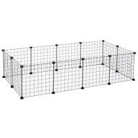 PawHut Recinto de Metal para Pequenos Animais de Estimação com 12 Painéis Desmontável DIY 106x73x36 cm Preto(m-1)
