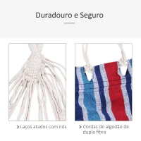 Outsunny Cama Rede para Campismo Praia Jardim Carga Máxima 180 kg 210x150cm Azul e Vermelho(m-5)