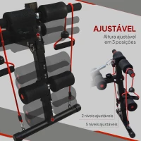 HOMCOM Banco de Abdominais com Altura Ajustável Banco de Musculação para Treinos de Abdomen Costas e Pernas 55,5x137,5x68 cm Preto e Vermelho(m-5)
