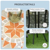 Outsunny Ø35,5 cm bijzettafel tuintafel weerbestendig mozaïek voor tuinbalkon(m-5)