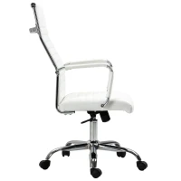 Vinsetto Bürostuhl ergonomischer Schreibtischstuhl mit Wippfunktion Chefsessel höhenverstellbarer Drehstuhl gepolstert Kunstleder Schaumstoff Weiß 54 x 62 x 104-114 cm(m-10)
