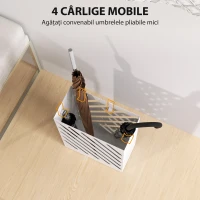 HOMCOM Suport pentru Umbrele cu Tavă pentru Colectarea Picăturilor și 4 Cârlige, 28x14x41 cm, Alb(m-5)