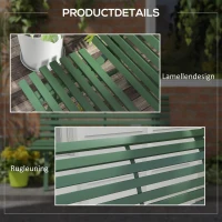 Outsunny Groene Tuinbank, Parkbank, Zitbank in Latdesign, Weerbestendig, Aluminium, 123 x 67 x 79 cm(m-6)