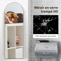 HOMCOM Miroir en pleine longueur 50 x 150 cm miroir sur pied grand miroir mural sans cadre  pour salon, noir(m-5)