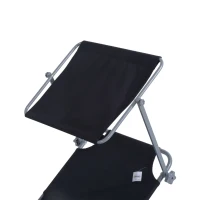 Outsunny Lettino Prendisole da Giardino Pieghevole e Regolabile con Tettuccio in Tessuto Nero, 187x58x50 cm(m-8)