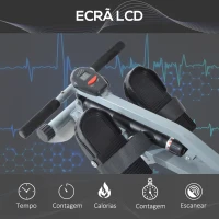 HOMCOM Máquina de Remo com Ecrã LCD para Academia Exercícios de Musculação ou Resistência Carga Máxima 100kg 130x47,5x67cm Cinza(m-5)