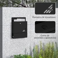 HOMCOM Cutie Poștală de Perete cu Fereastră, Încuietoare și 2 Chei, 30x8,5x32,5 cm, Gri Cărbune(m-6)