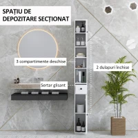 Homcom Dulap inalt Baie – Alb, Cu Sertar & Rafturi Deschise, 178 cm(m-4)