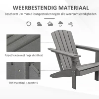 Outsunny Adirondack Stoel Kunststof 75x87x90cm,met Bekerhouder, Grijs(m-6)