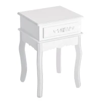 HOMCOM Mesa de Cabeceira com 1 Gaveta Mesa Auxiliar de Madeira para Dormitório Sala de Estar Estilo Moderno 40x35x60cm Branco(m-9)