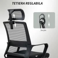 HOMCOM Scaun de Birou Ergonomic cu Tetieră, Înălțime Reglabilă și Funcție de Balansare, 60x64x102-112 cm, Negru(m-5)