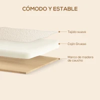 HOMCOM Sofá de 2 Plazas Tapizado en Borreguito 118 cm con Acolchado Grueso Reposabrazos y Patas de Madera Crema(m-6)