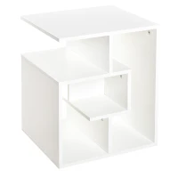 HOMCOM Mesa de Apoio mesa auxiliar para sala e quarto estante para arrumação 45x40x55 cm Branco(m-10)