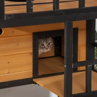 PawHut Outdoor Kattenhuis Kattenhut, weerbestendig, 75,5 cm x 75 cm x 137 cm, Geel(m-10)