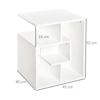 HOMCOM Mesa de Apoio mesa auxiliar para sala e quarto estante para arrumação 45x40x55 cm Branco(m-3)