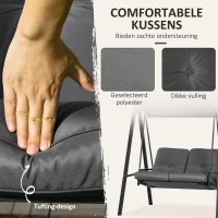 Outsunny Hollywoodschommel, 2-zits Tuinschommel met Verstelbaar Dak, tot 220kg Belastbaar, 145 x 116 x 172 cm, Donkergrijs(m-6)