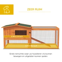 Ruim PawHut Dierenverblijf voor Kleine Dieren met Weerbestendig Asfaltdak en Handige Accessoires, Oranje, 156 x 58 x 68 cm(m-5)