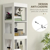 HOMCOM Mobilier de Baie cu 3 Rafturi Deschise și 2 Sertare, 30x30x141.2 cm, Alb(m-6)