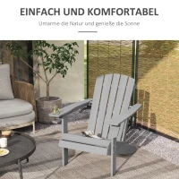 Outsunny Adirondack Stoel Kunststof 75x87x90cm,met Bekerhouder, Grijs(m-4)