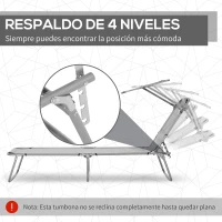 Outsunny Tumbona de jardín Plegable con Toldo y Respaldo Reclinable para Jardín Terraza Acampada 187x58x36cm Gris Claro(m-4)
