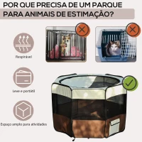 PawHut Parque para Animais de Estimação Dobrável com 2 Portas e Almofada Tecido Oxford Ø117x71 cm Marrom(m-4)