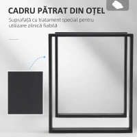 HOMCOM Set 2 Picioare de Masă Dreptunghiulare din Oțel, 60x8x72 cm, Negru(m-6)