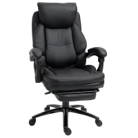 Vinsetto Cadeira de Escritório Ergonómica Cadeira de Escritório com Altura Ajustável com Encosto Inclinável em até 130° Função Basculante e Apoio para os Pés Retrátil Aço 73x66x112-118cm Preto(m-11)