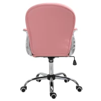Vinsetto Bürostuhl, Ergonomisch Schreibtischstuhl mit Armlehne, Gepolsterter Rückenlehne, Höhenverstellbar Computerstuhl mit Kunstlederoptik, Drehstuhl für Home Office, Rosa(m-14)
