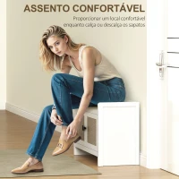 HOMCOM Banco Sapateira com Portas Frentes de Vime Prateleira para 8 Pares de Sapatos para Entrada Dormitório 80x35x52 cm Branco(m-6)
