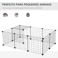 PawHut Recinto de Metal para Pequenos Animais de Estimação com 12 Painéis Desmontável DIY 106x73x36 cm Preto(m-5)