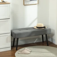 HOMCOM Ławka z pokryciem sztruksowym, ławka do łóżka z metalowymi nogami, ławka na buty 100 x 36 x 45 cm Szara(m-2)