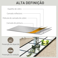 HOMCOM Espelho de Pé ou Apoiado na Parede Espelho com Forma de Janela e Moldura de Metal para Dormitório Entrada Sala 40x160 cm Preto(m-4)